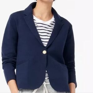 J. Crew 'Camille' Shrunken Sweater Blazer 1-Button Long Sleeve Navy Cardigan XS